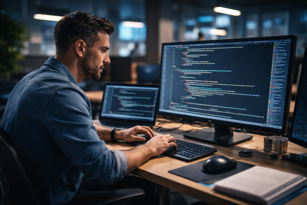 mężczyzna programujący